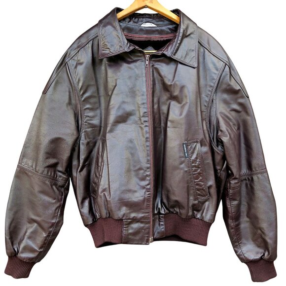 Member's Only Other - Vintage 1980s Member's Only Leather Bomber Jacket 44 Brown Korea Zip Liner JRB